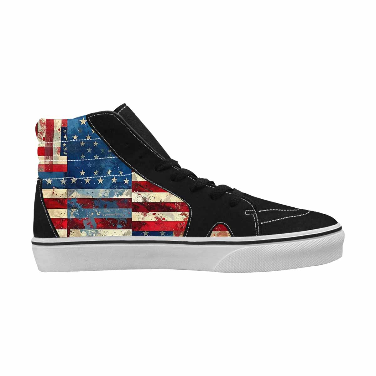 WOMEN'S American Flag Stars High Top Canvas Vibrant Chaos Custom Sneakers
