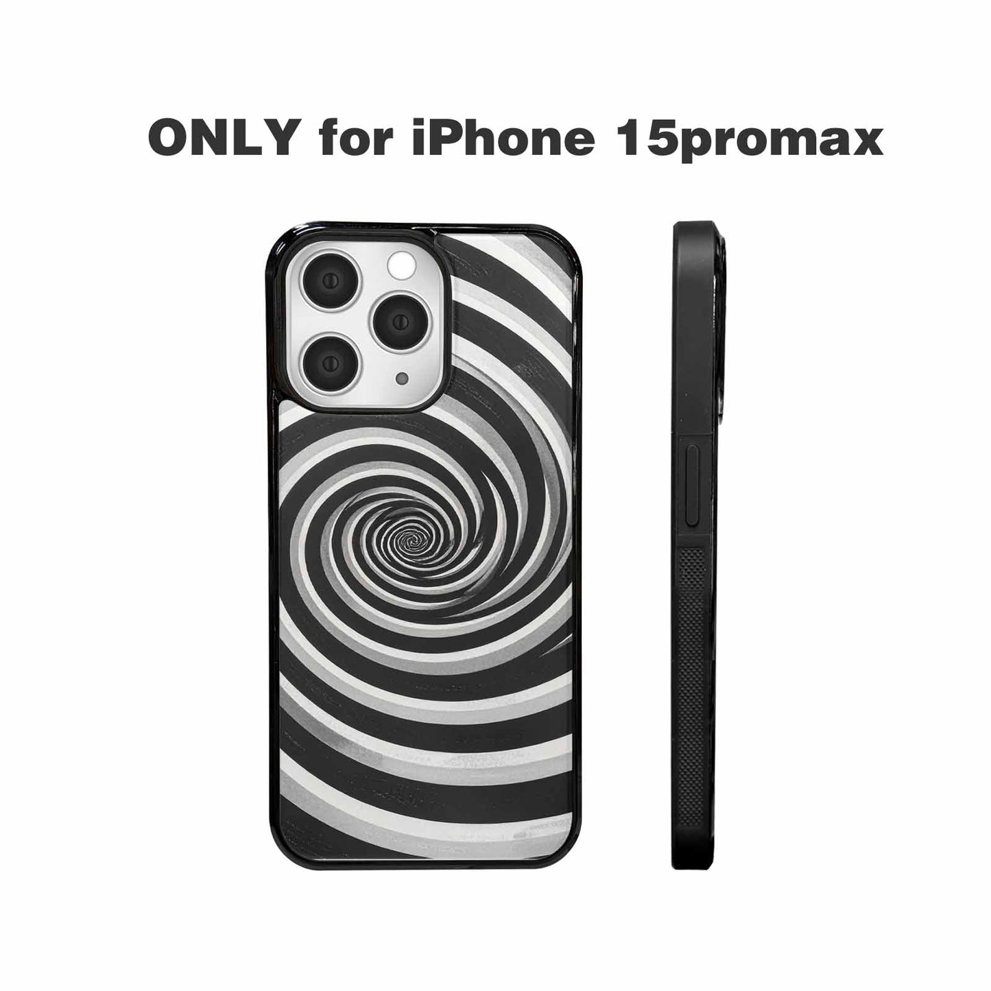 iPhone 15 Pro Max Case — Hypnotic Spiral Optical Illusion Motif High, Custom Phone Case