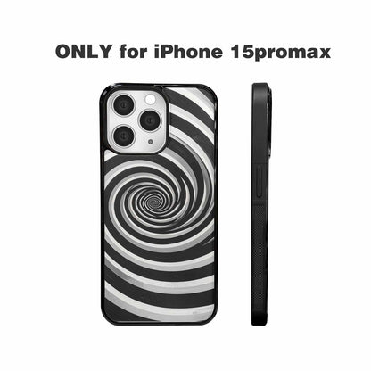 iPhone 15 Pro Max Case — Hypnotic Spiral Optical Illusion Motif High, Custom Phone Case