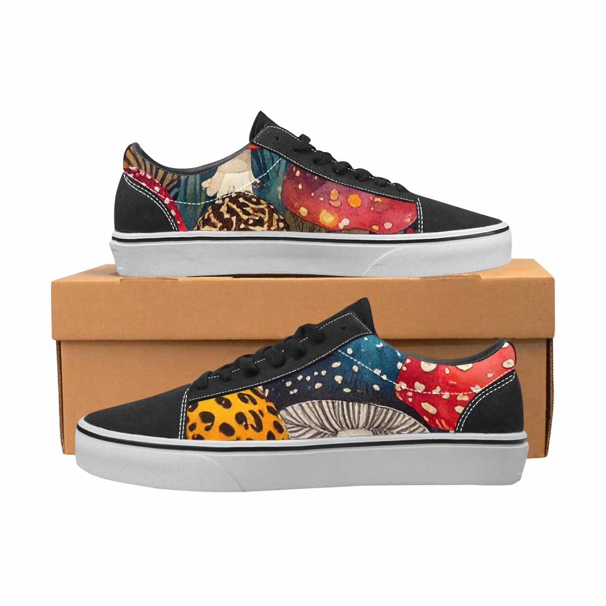 WOMEN'S Mushrooms Lace-Up Canvas Kaleidoscope Custom Sneakers