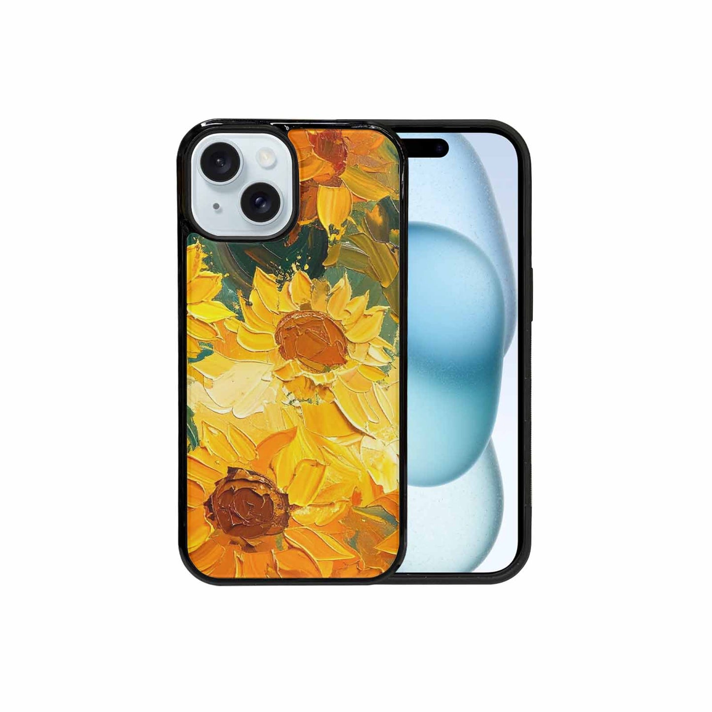 iPhone 15 Case — Impressionist Sunflower Brushstroke Pattern Hundreds Of, Custom Art Phone Cover