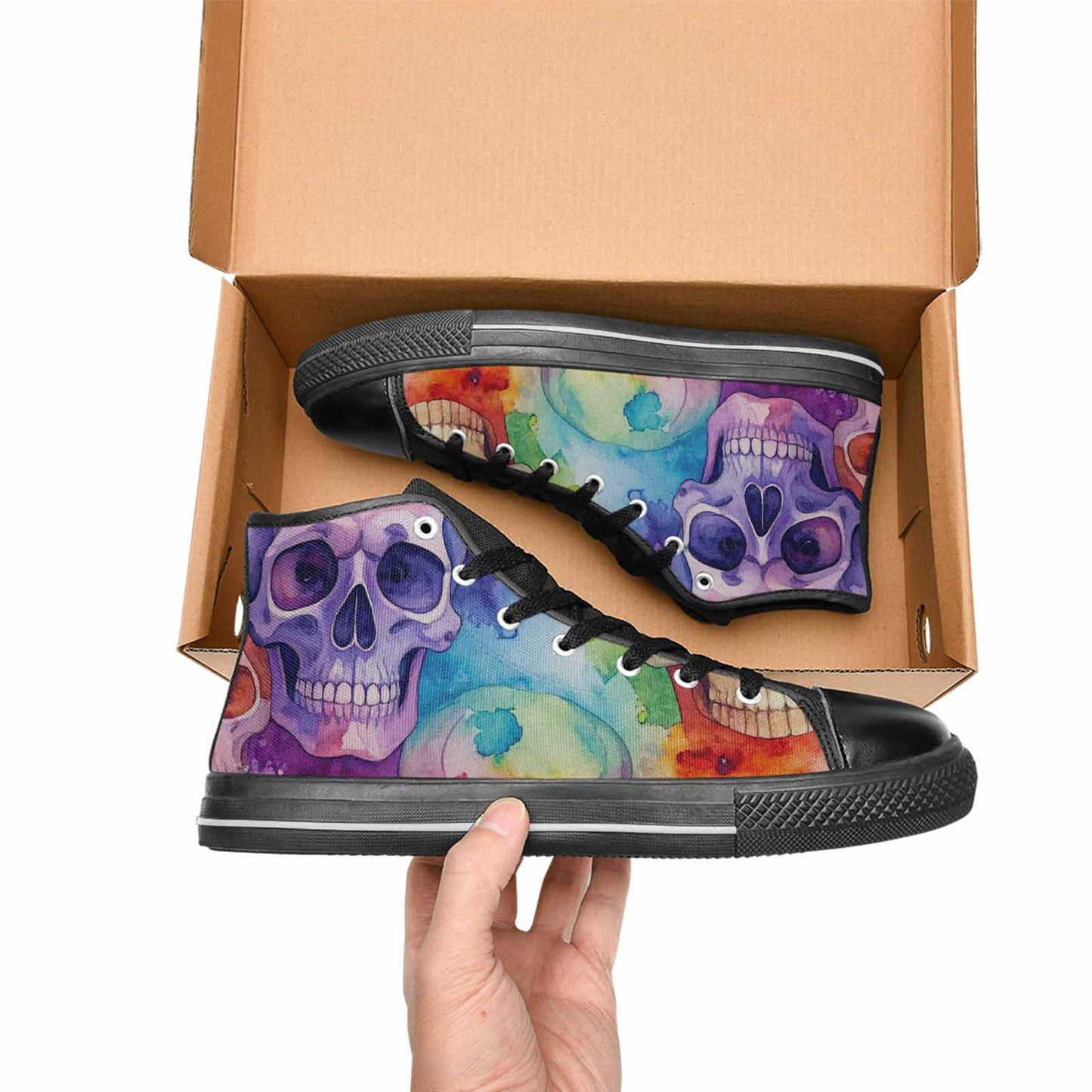 MEN'S Kulls - Watercolor High Top Canvas Y2K Custom Shoes