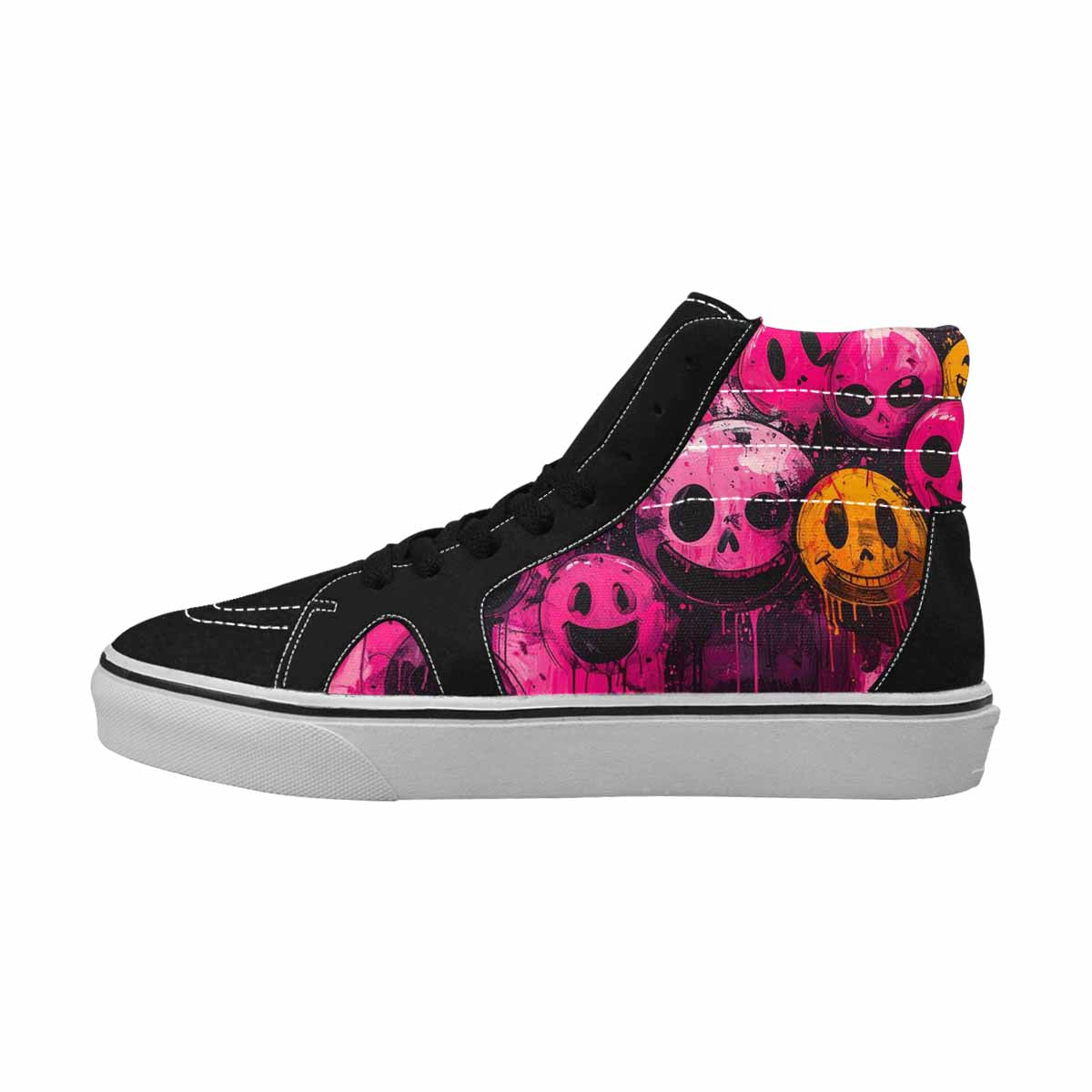 MEN'S Melting Moon Smiley High Top Canvas Kaleidoscope Custom Sneakers