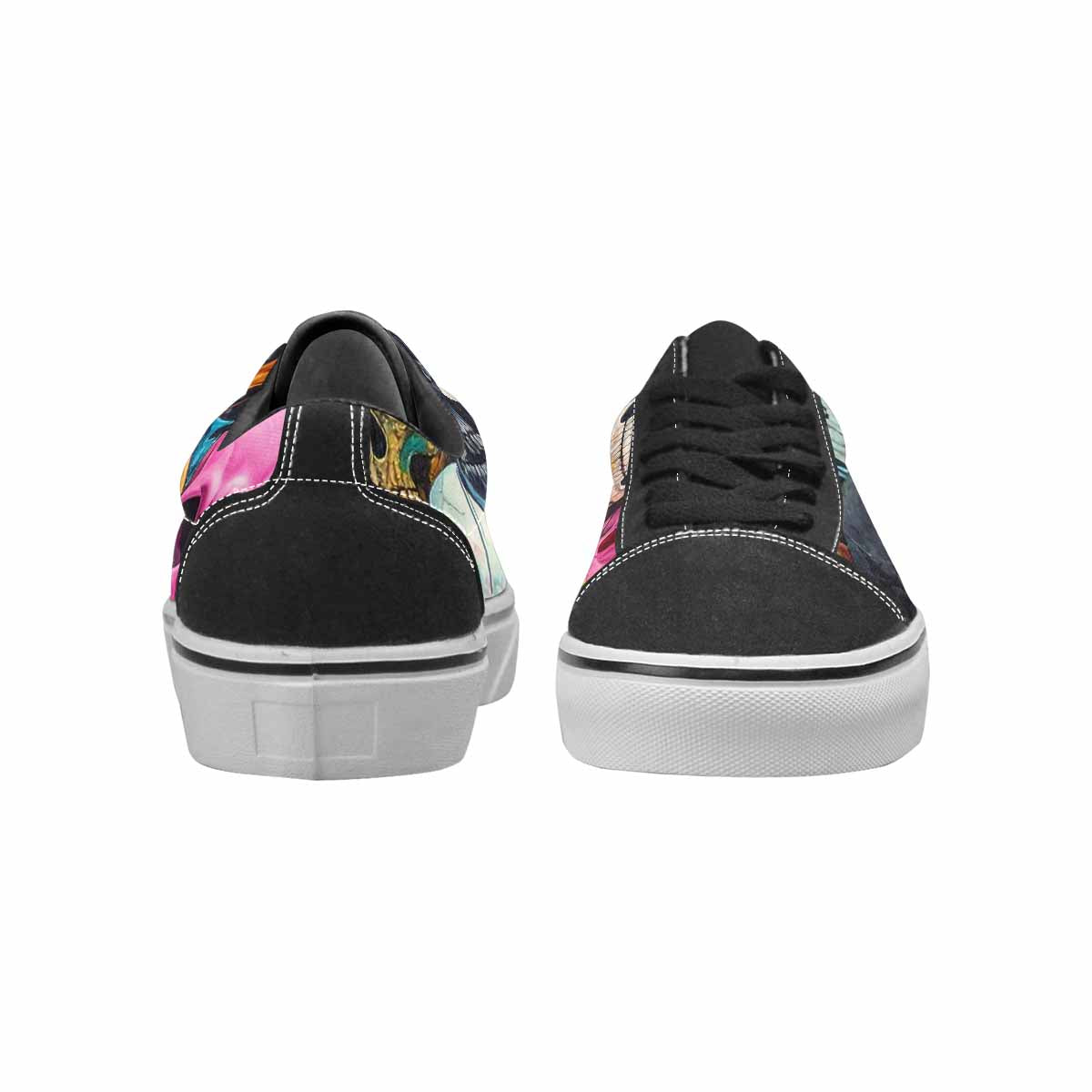 WOMEN'S Skulls  Marble Skulls Lace-Up Canvas Vibrant Chaos Custom Sneakers