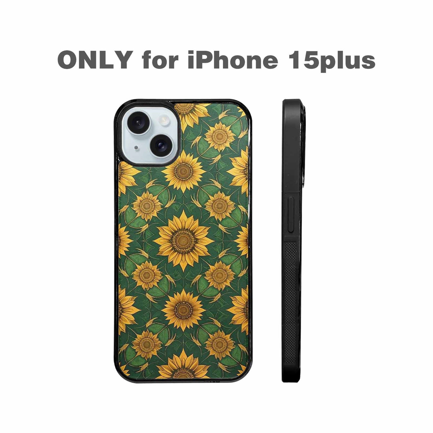 iPhone 15 Plus Case — Sunflower Mandala Kaleidoscope, Customized Protective Case