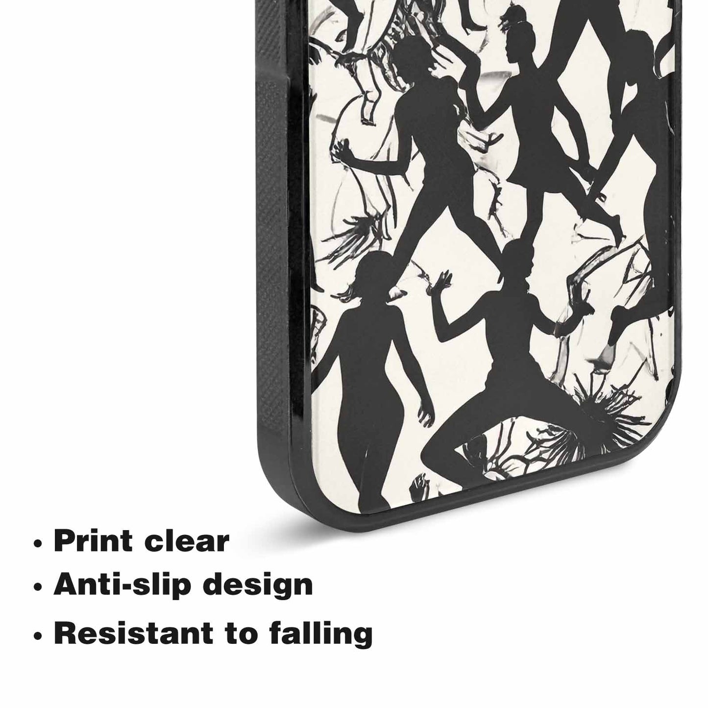 iPhone 15 Plus Case — Bold Dancing Figure Line Art Pattern, Custom Designed Case Cover