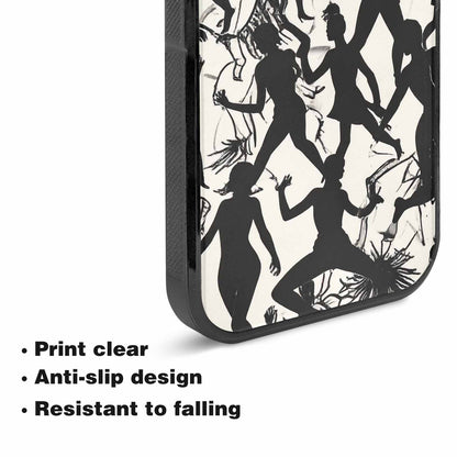 iPhone 15 Plus Case — Bold Dancing Figure Line Art Pattern, Custom Designed Case Cover