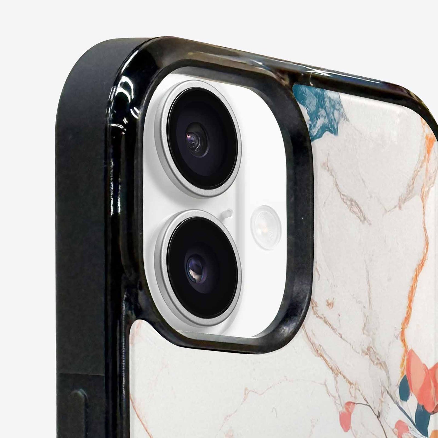 iPhone 16 Case — Marble Floral, Custom Designed Case Cover