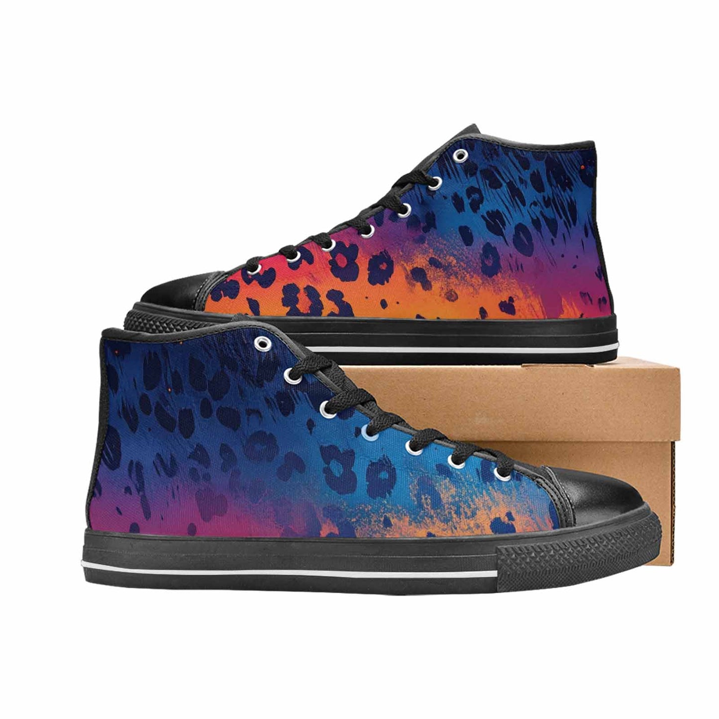 WOMEN'S Leopard Print Gradient High Top Canvas Grunge Custom Shoes