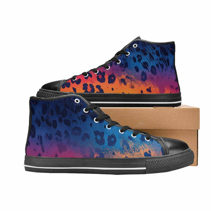 WOMEN'S Leopard Print Gradient High Top Canvas Grunge Custom Shoes