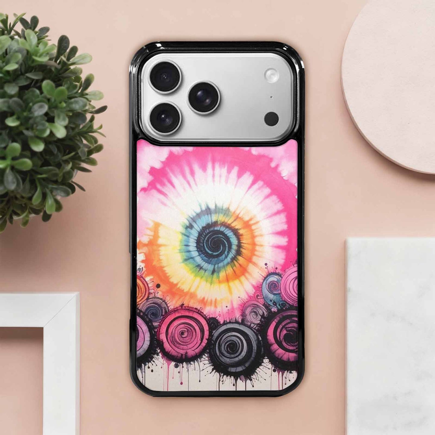 iPhone 17 Pro Max Case — Tie Dye Swirls Black Tie Dye, Custom Phone Case