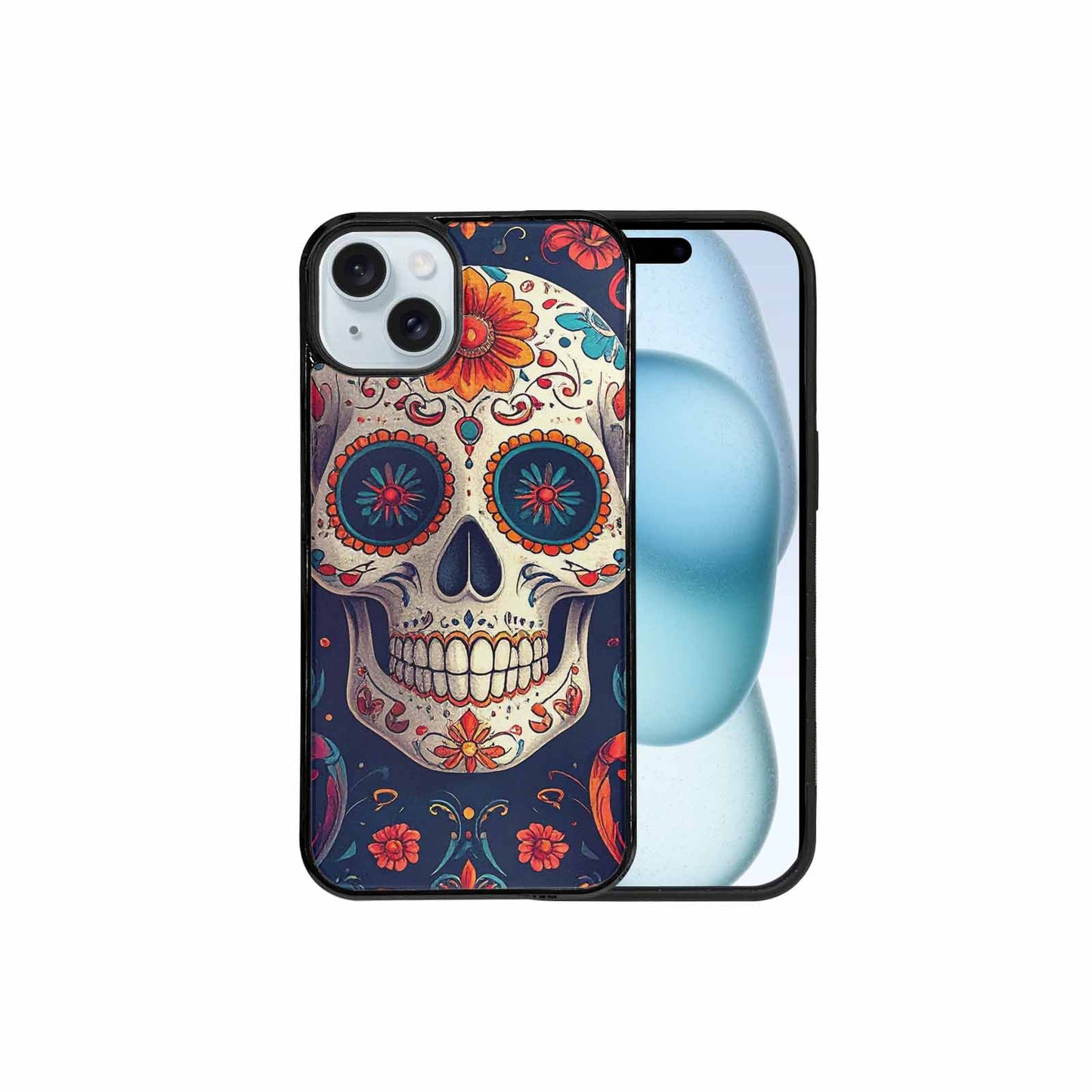 iPhone 15 Plus Case — Day Dead Sugar Skull Art 100s, Custom Print Case Cover