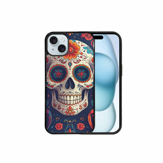iPhone 15 Plus Case — Day Dead Sugar Skull Art 100s, Custom Print Case Cover