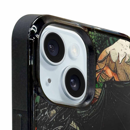 iPhone 15 Plus Case — Dragon Scale Black Green Ink Dragons, Custom Made Phone Cover