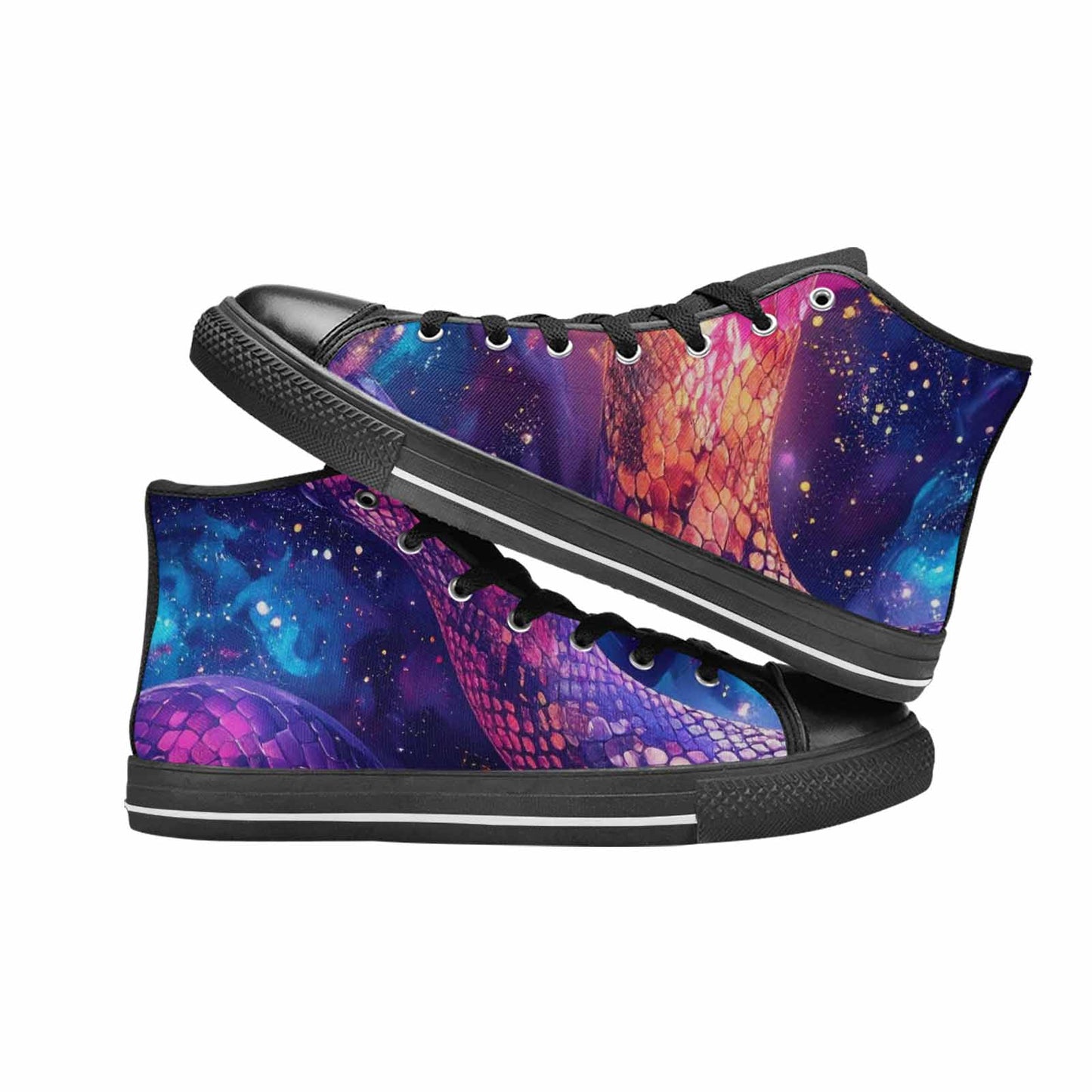 WOMEN'S Galaxy Snake Print High Top Canvas Y2K Custom Shoes