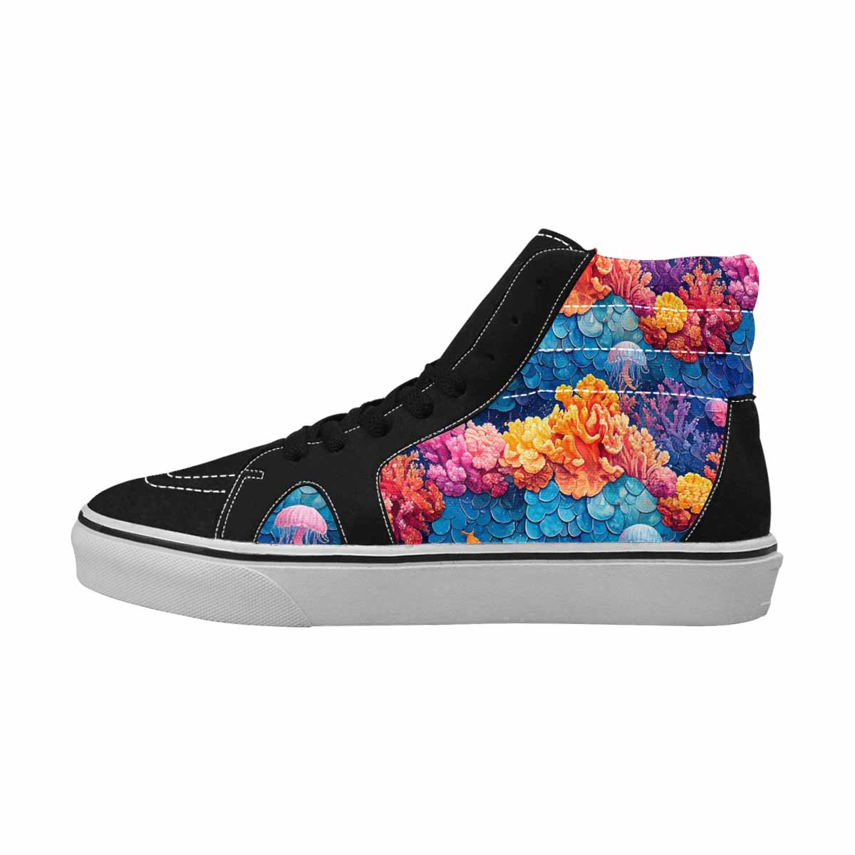MEN'S Fish Scale Coral High Top Canvas Grunge Custom Sneakers