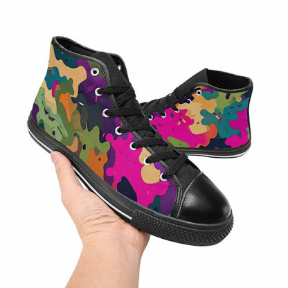 MEN'S Military Camouflage Blotch High Top Canvas Wallpaper Art Shoes