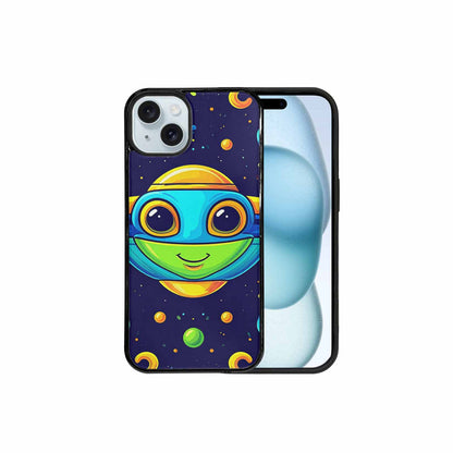 iPhone 15 Plus Case — Alien Ufo Cartoon Art Pattern, Custom Printed Phone Case