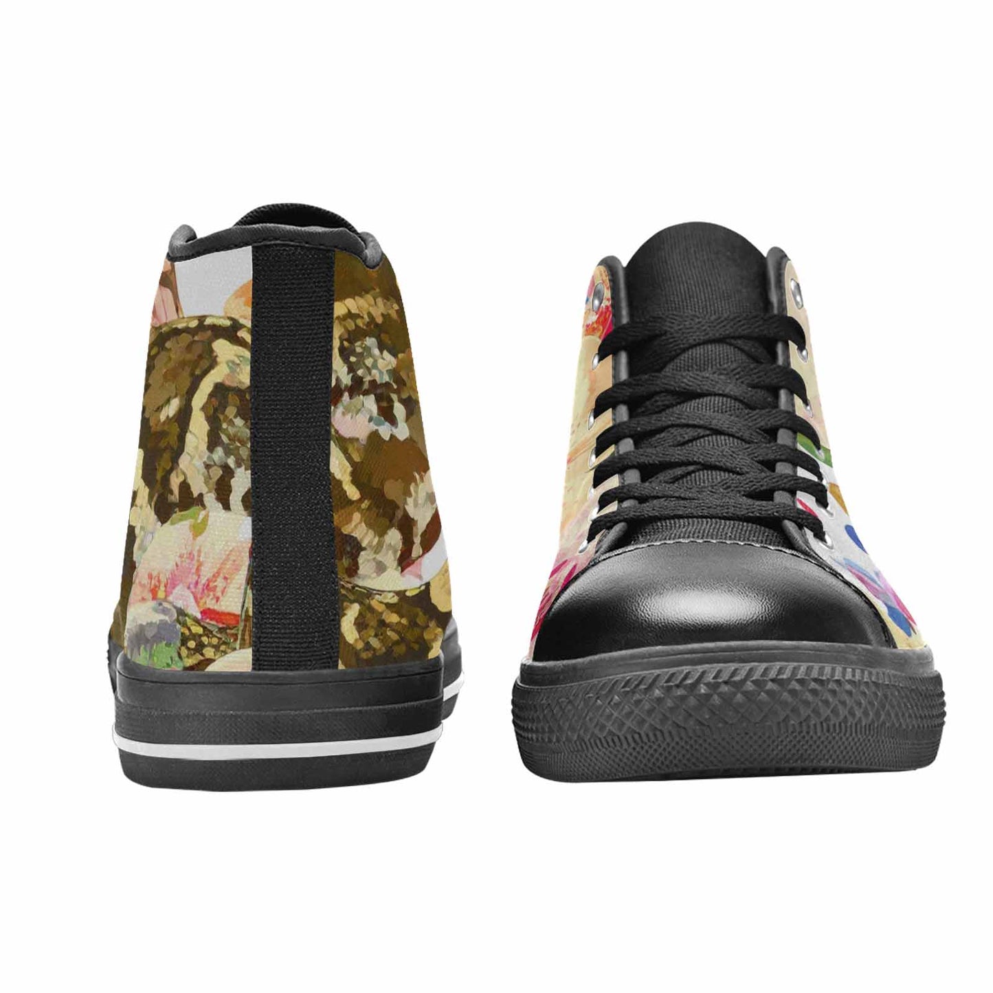WOMEN'S Floral Snake Print High Top Canvas Dreamcore Custom Sneakers