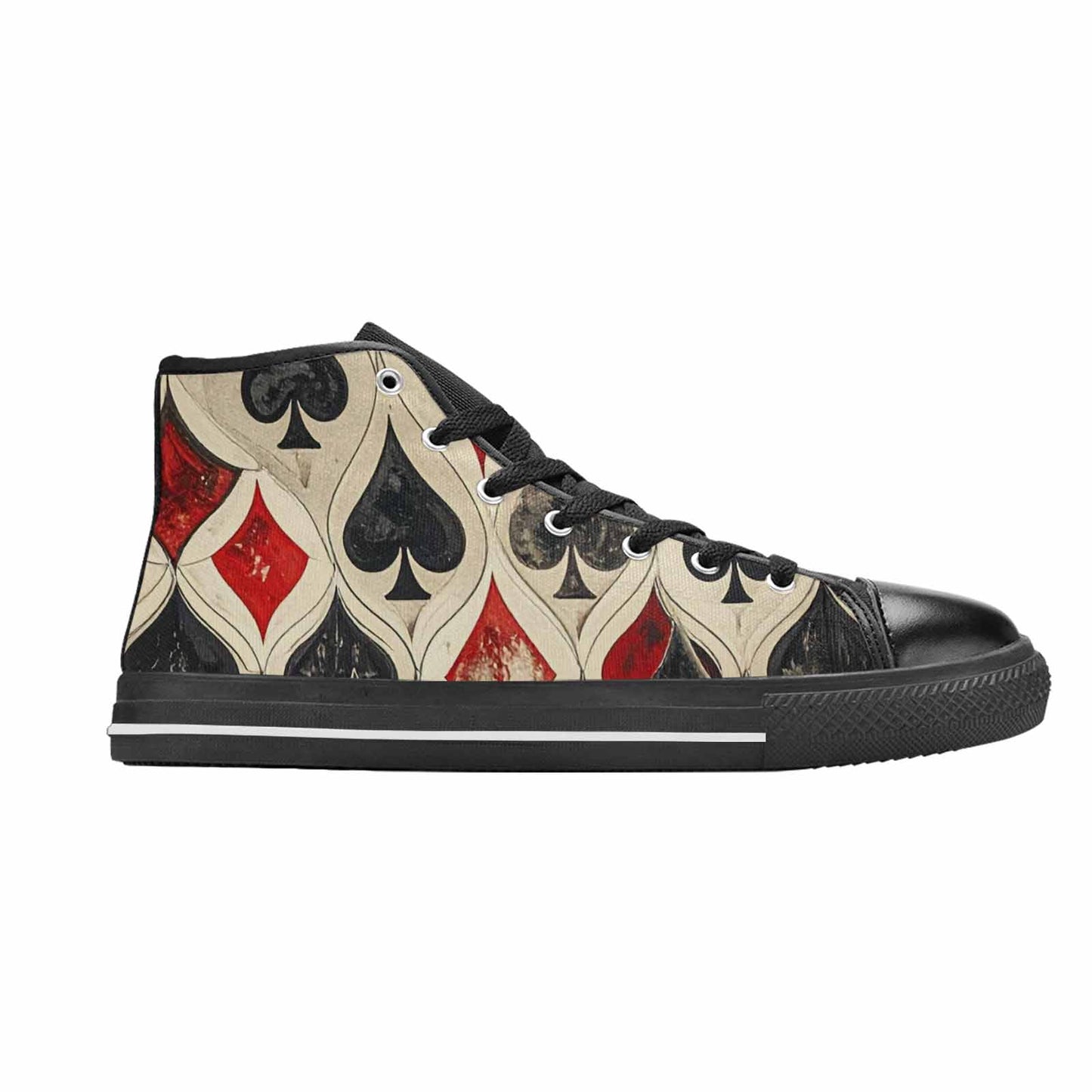 WOMEN'S Playing Card Suit High Top Canvas Vivid Sneakers