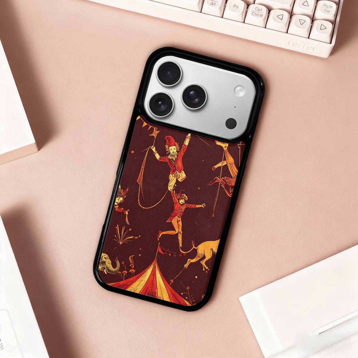 iPhone 17 Pro Case — Vintage Circus Art Pattern Retro Vintage, Custom Printed Phone Case