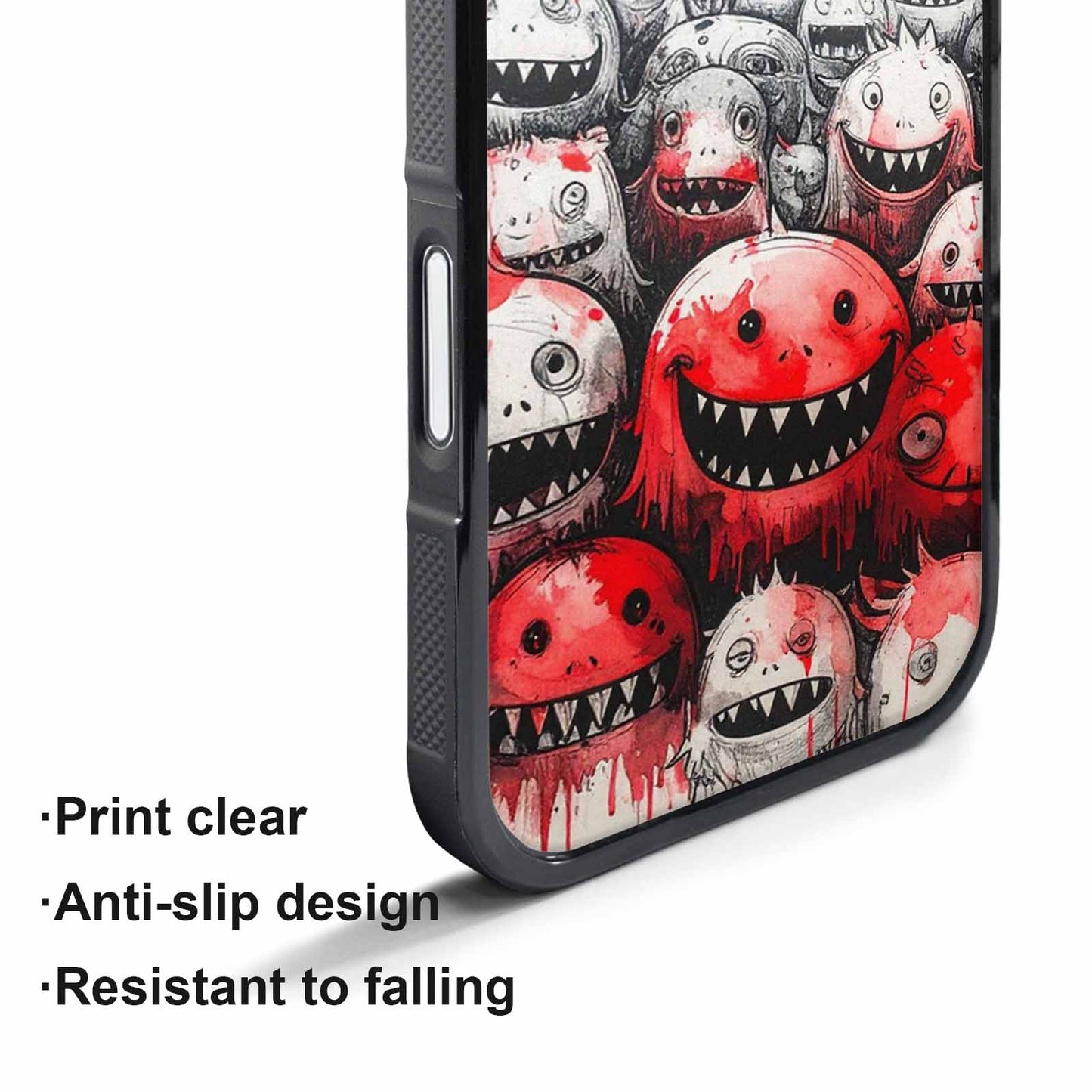 iPhone 17 Pro Case — Black Red Ink Monsters General Cartoon, Original Design Phone Case