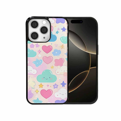 iPhone 15 Pro Max Case — Cute Kawaii Style Generic Icons Stars, Customized Protective Case
