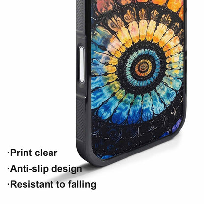 iPhone 17 Pro Case — Tie Dye Swirls Black Blue Tie, Original Design Phone Case