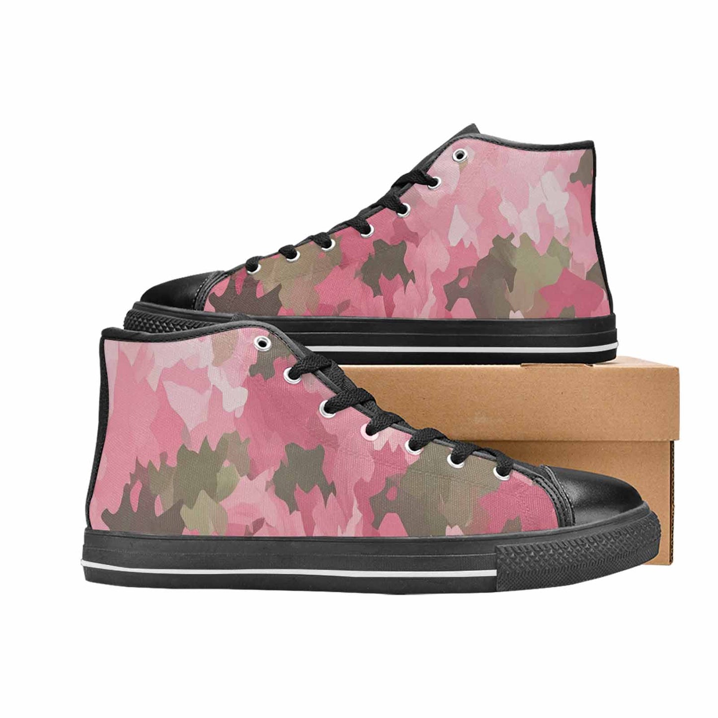 WOMEN'S Military Camouflage Blotch High Top Canvas Wallpaper Art Custom Shoes
