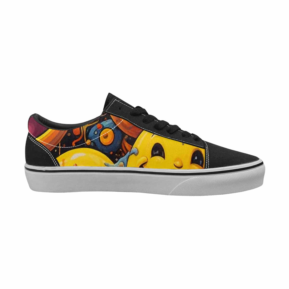 WOMEN'S Melting Moon Smiley — Lace-Up Canvas Dreamcore Custom Shoes