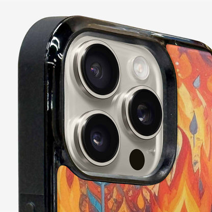 iPhone 16 Pro Case — Flame Burst Full Color Vibrant Flame, Customized Protective Case