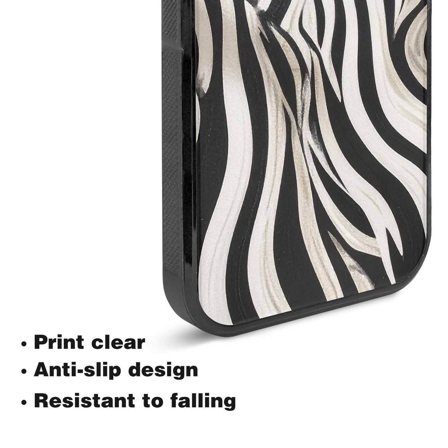 iPhone 15 Plus Case — Modern Zebra Stripe Print Crisp Black, Custom Phone Case