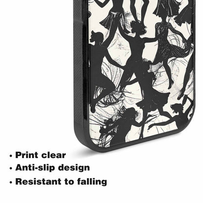 iPhone 15 Case — Bold Dancing Figure Line Art Pattern, Custom Designed Case Cover
