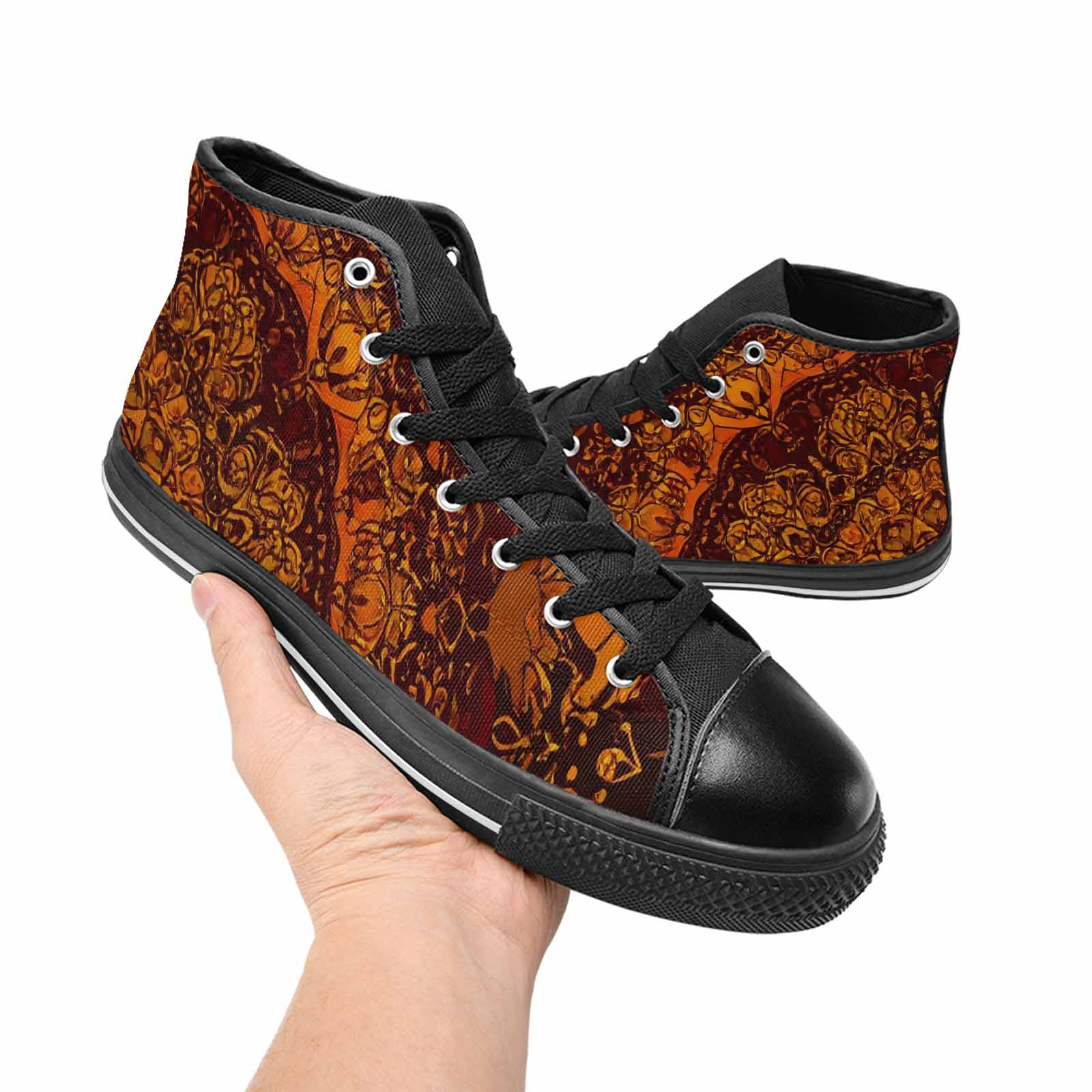 MEN'S Mandala Lions High Top Canvas Grunge Custom Sneakers