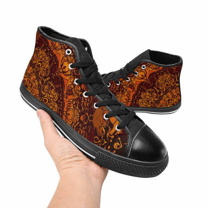 MEN'S Mandala Lions High Top Canvas Grunge Custom Sneakers