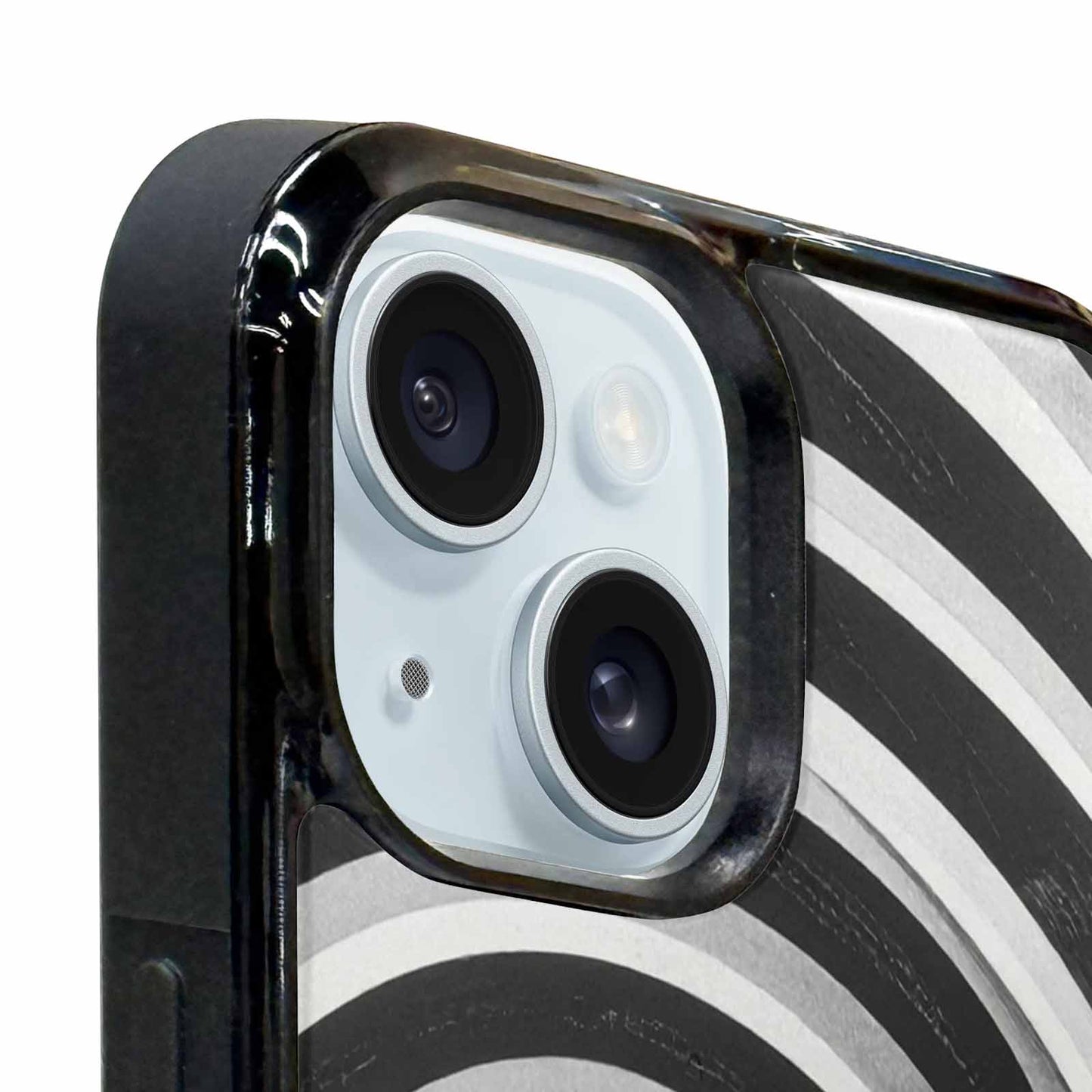 iPhone 15 Case — Hypnotic Spiral Optical Illusion Motif High, Customized Protective Case