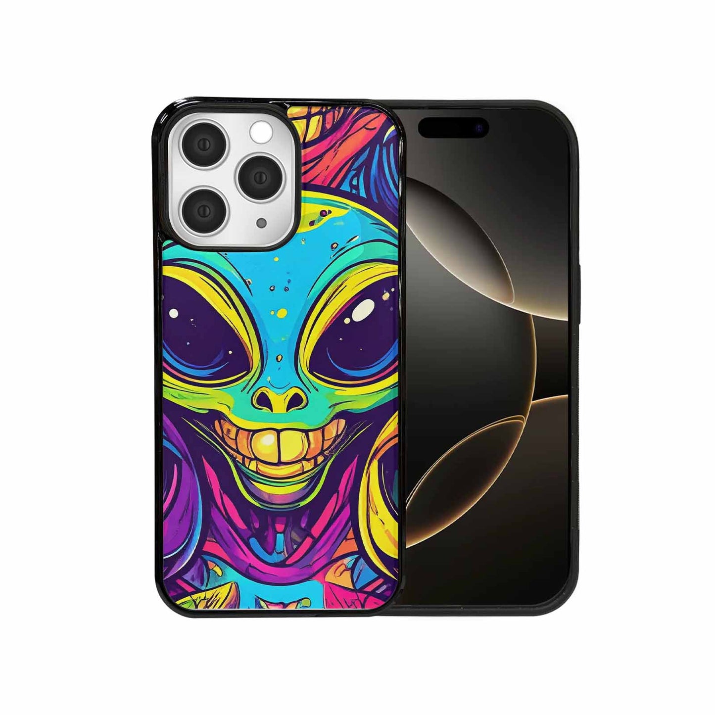 iPhone 15 Pro Max Case — Alien Ufo Cartoon, Custom Art Phone Cover