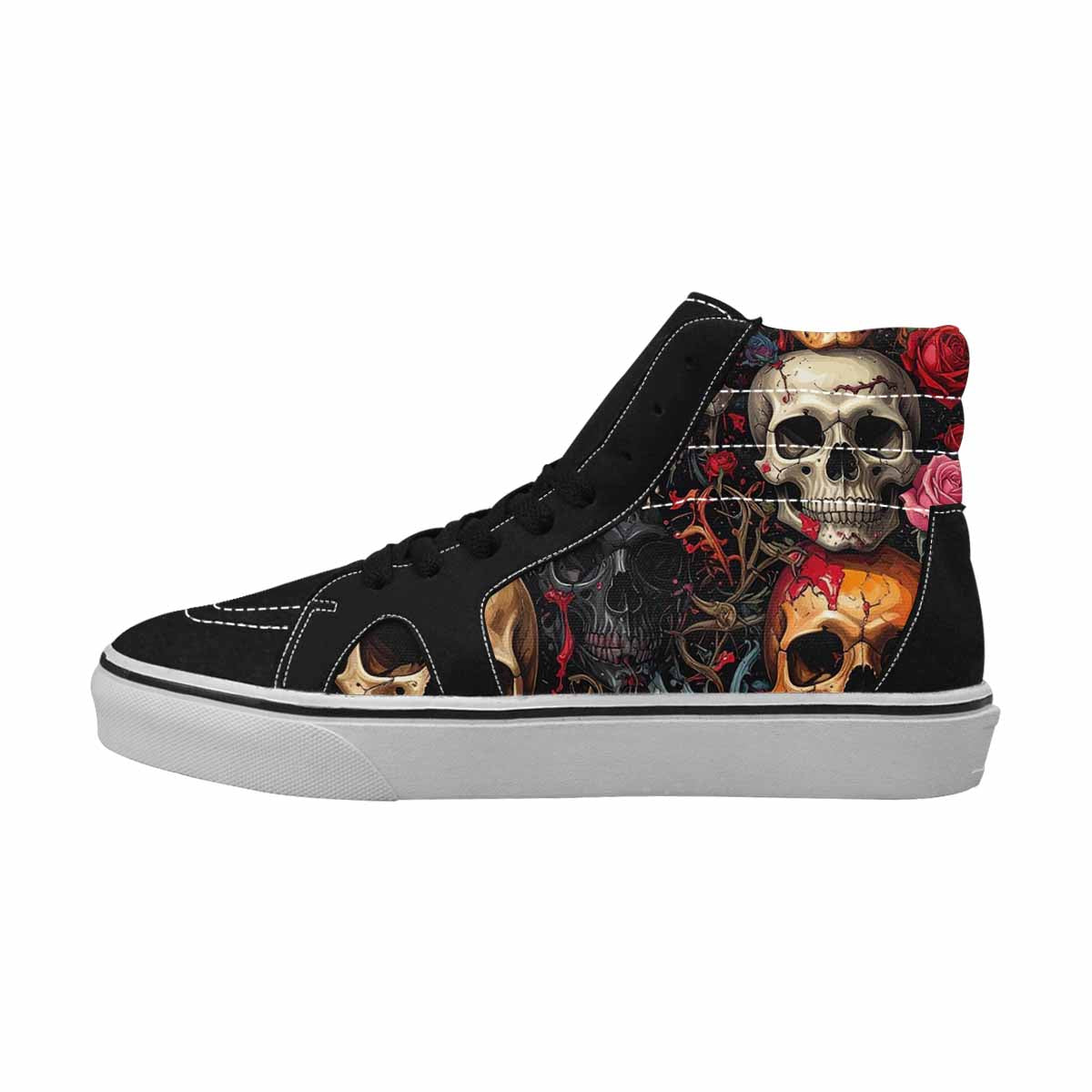 MEN'S Skulls Roses Melting Skulls High Top Canvas Neon Fantasy Custom Shoes