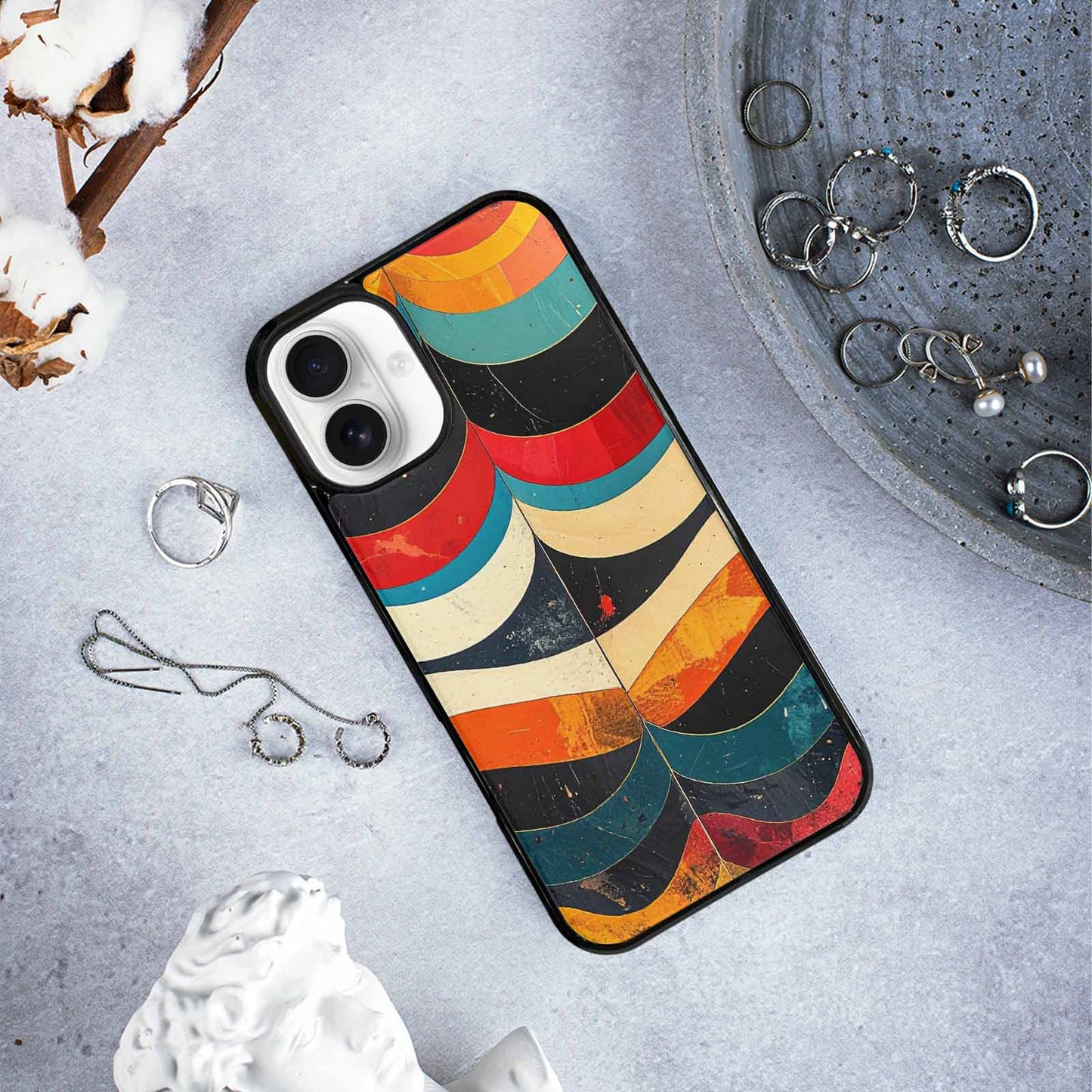 iPhone 16 Plus Case — Retro Wave Scallop Stripe Small Whj, Custom Made Phone Cover
