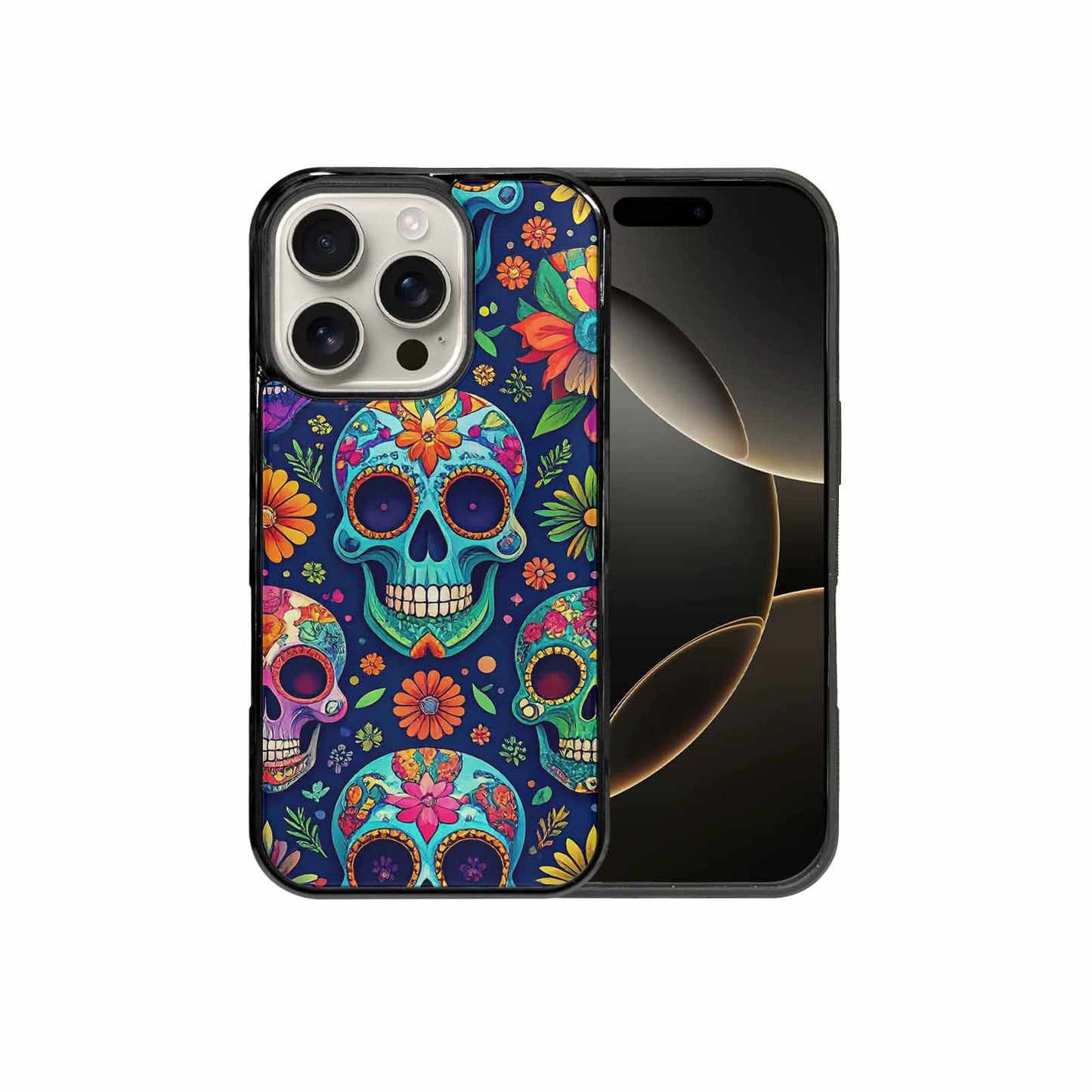 iPhone 16 Pro Case — Rainbow Sugar Skull Weave, Custom Designed Case Cover