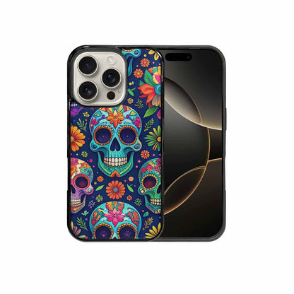 iPhone 16 Pro Case — Rainbow Sugar Skull Weave, Custom Designed Case Cover