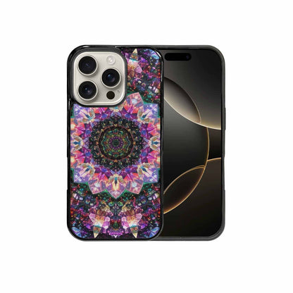 iPhone 16 Pro Case — Crystal Mandala Art Seamless Pattern Vibrant, Custom Print Case Cover