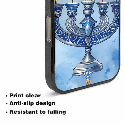 iPhone 16 Pro Case — Hanukkah Menorah Pattern Seamless Repeat Jewish, Unique Phone Case Design
