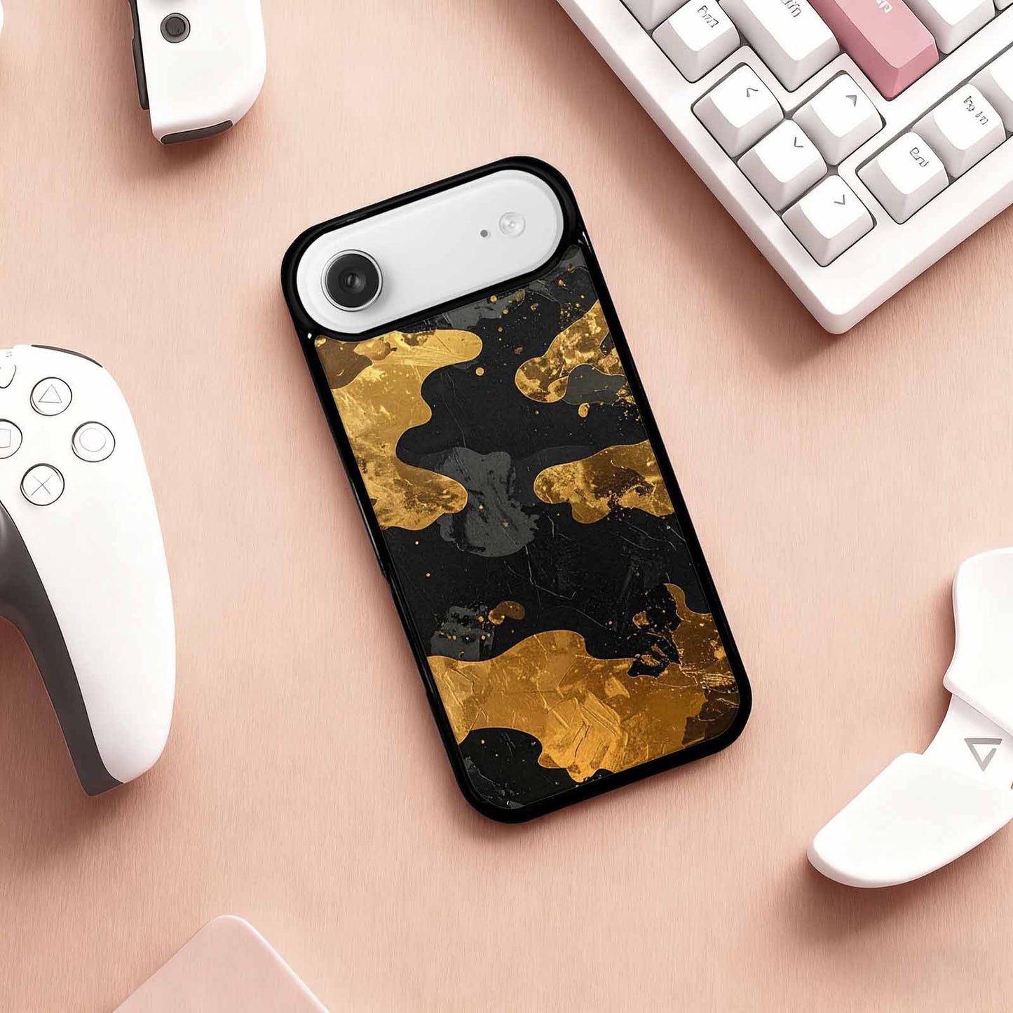 iPhone 17 Air Case — Camo Pattern With Metallic Gold Camo, Original Design Phone Case