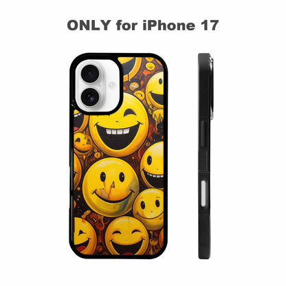 iPhone 17 Case — Melting Moon Smiley Red Original Art, Custom Print Case Cover