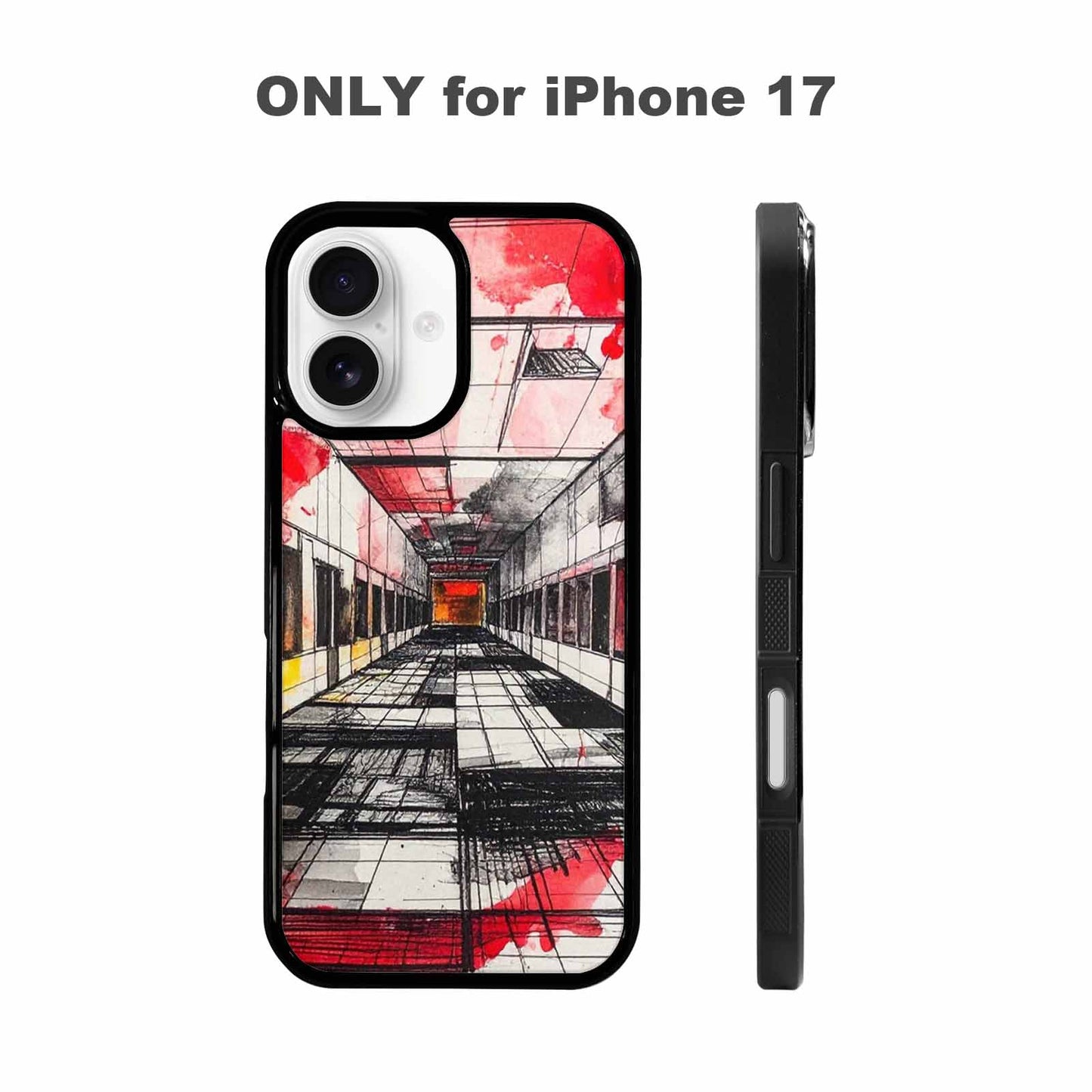 iPhone 17 Case — Black &amp; Red Ink Galaxy Space, Original Design Phone Case