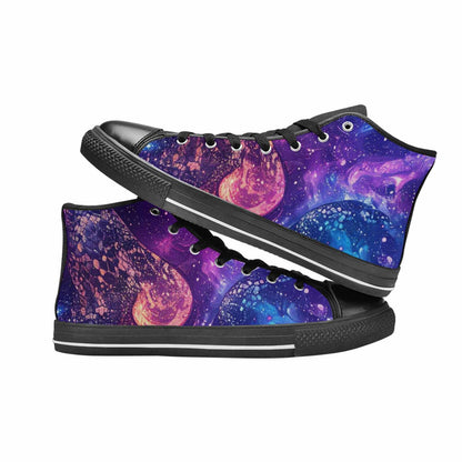 WOMEN'S Galaxy Snake Print High Top Canvas Vibrant Chaos Shoes