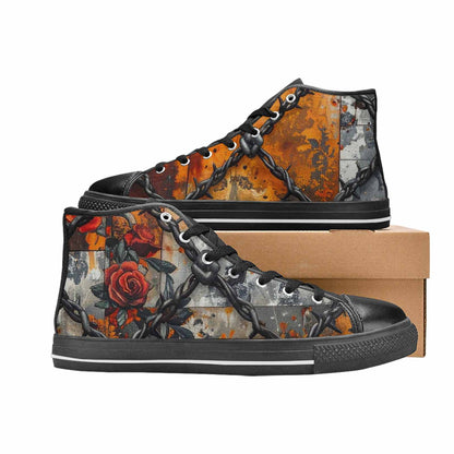 MEN'S Barbed Wire Chain High Top Canvas Vivid Custom Sneakers
