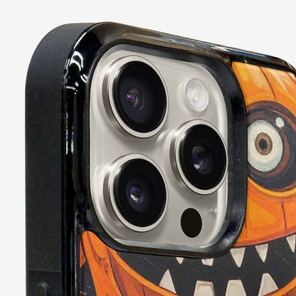 iPhone 16 Pro Max Case — Cartoon Pumpkin Monster, Custom Art Phone Cover