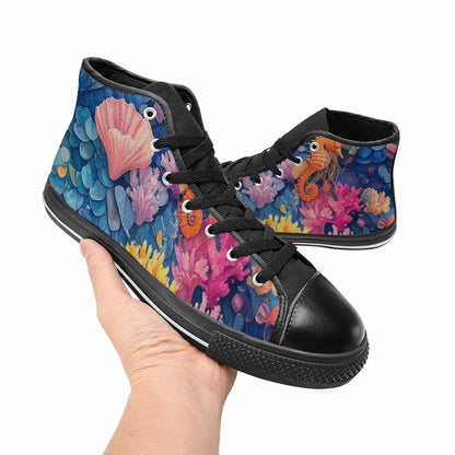 WOMEN'S Fish Scale Coral High Top Canvas Y2K Custom Shoes
